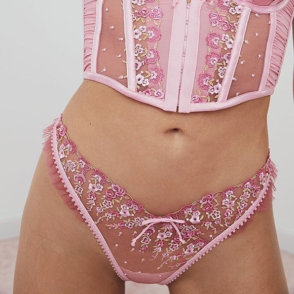 FOR LOVE & LEMONS Fan Floral Thong Panty XXS - Picture 1 of 8